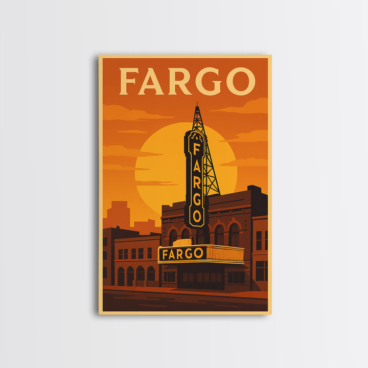 Fargo North Dakota Travel Poster, Canvas Print, Golden Travel Poster Art, Fargo Art Print, Travel Poster Set, Wall Art, Home Office Decor