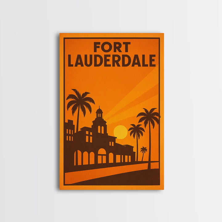 Fort Lauderdale Florida Travel Poster, Canvas Print, Golden Travel Poster Art, Fort Lauderdale Art Print, Travel Poster Set, City Art Print