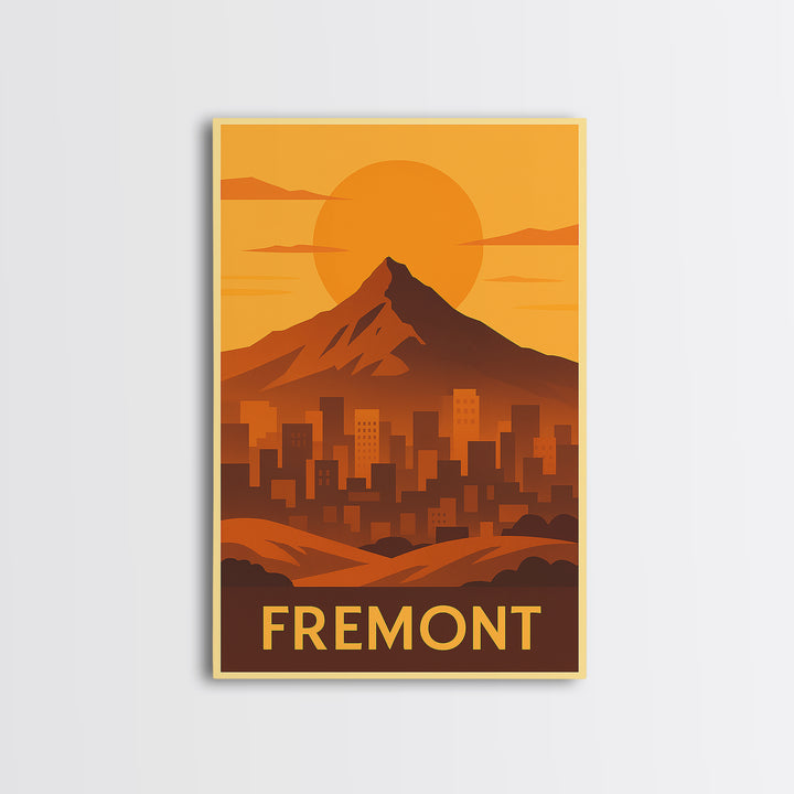 Fremont Travel Poster, Framed Canvas Print, Golden Travel Poster Art, Fremont Wall Art, Travel Poster Art, Wanderlust Decor, Poster Print