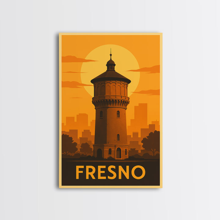 Fresno Travel Poster, Canvas Print, Vintage Deco Wall Art, Fresno City Art, Vintage Travel Print, Vintage Travel Art, Travel Art Print