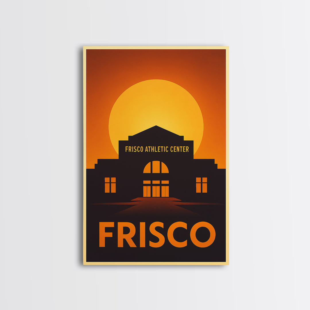 Frisco Travel Poster, Framed Canvas Print, Warm Sunset Silhouette Art, Frisco Art Print, City Travel Prints, Travel Art Print, Wall Art