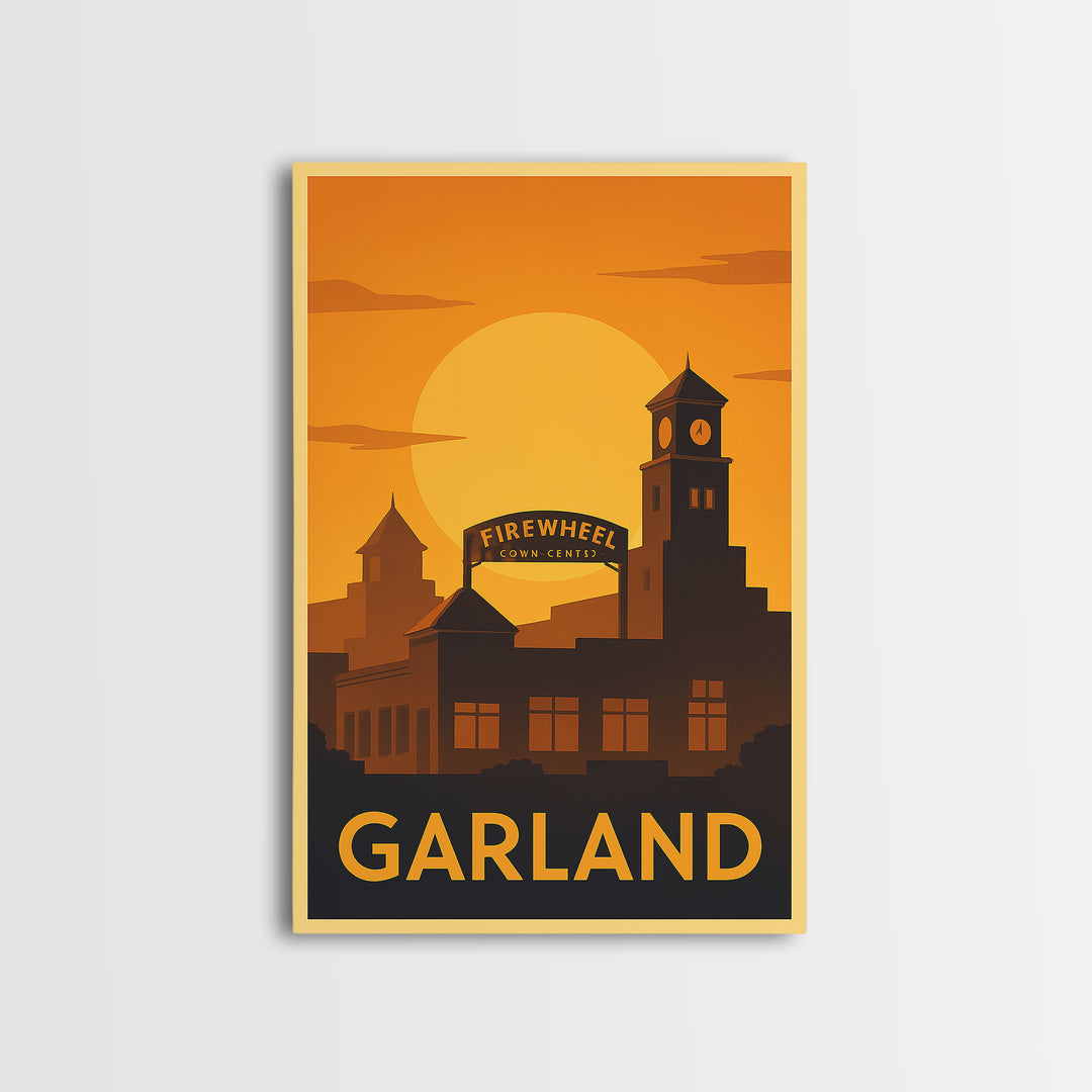 Garland Travel Poster, Canvas Print, Gold Art Deco Poster Art, Garland Travel Art, Vintage Travel Print, City Travel Prints, Poster Print