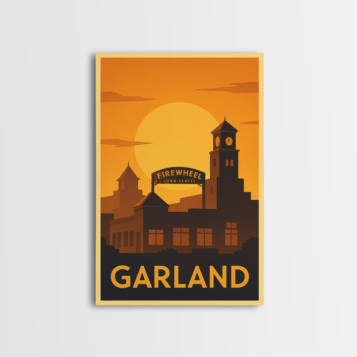 Garland Travel Poster, Canvas Print, Gold Art Deco Poster Art, Garland Travel Art, Vintage Travel Print, City Travel Prints, Poster Print