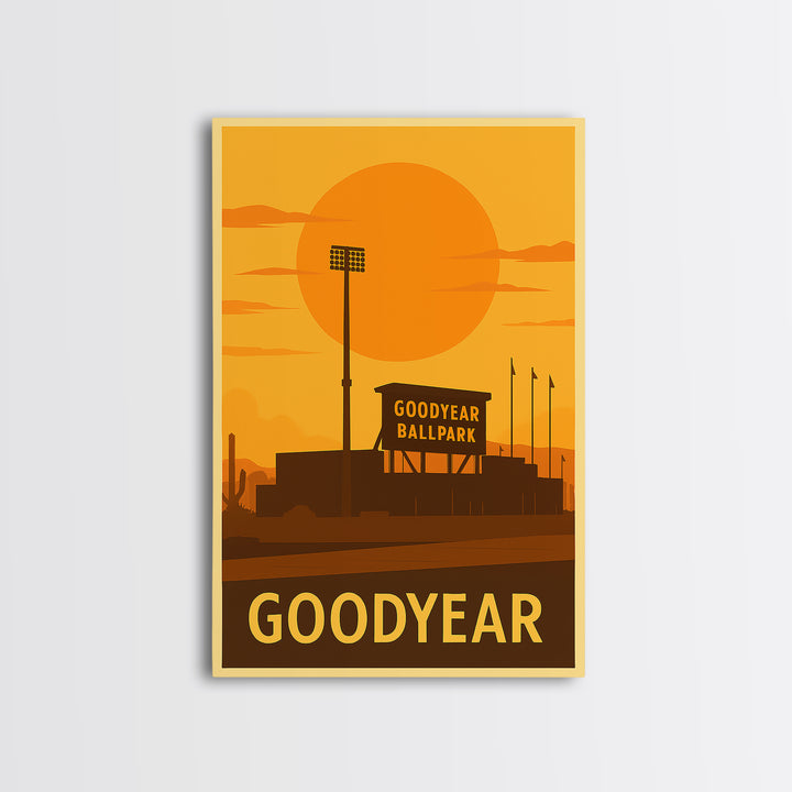 Goodyear Travel Poster, Canvas Print, Golden Travel Poster Art, Goodyear City Art, Travel Poster Art, Retro Travel Print, Home Office Decor
