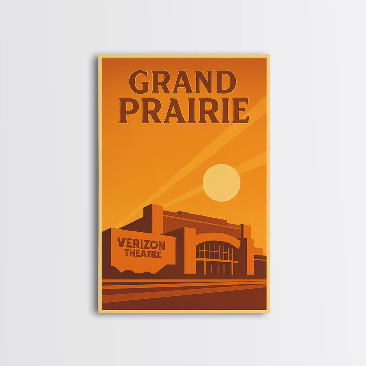 Grand Prairie Texas Travel Poster, Canvas Print, Gold Art Deco Poster Art, Grand Prairie Art Print, City Travel Prints, Wanderlust Decor