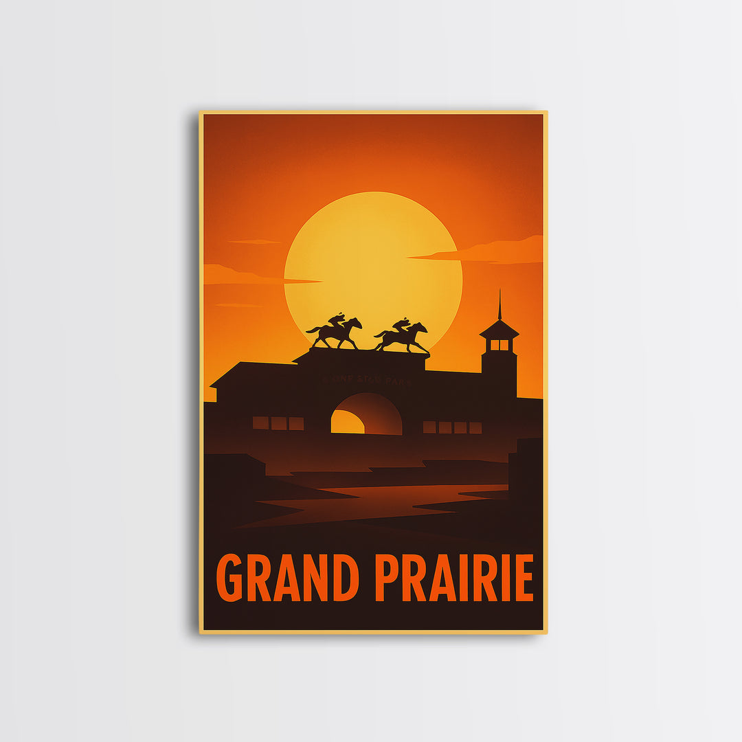 Grand Prairie Travel Poster, Canvas Print, Gold Art Deco Poster Art, Grand Prairie Wall Art, Mid Century Wall Art, Travel Art Print