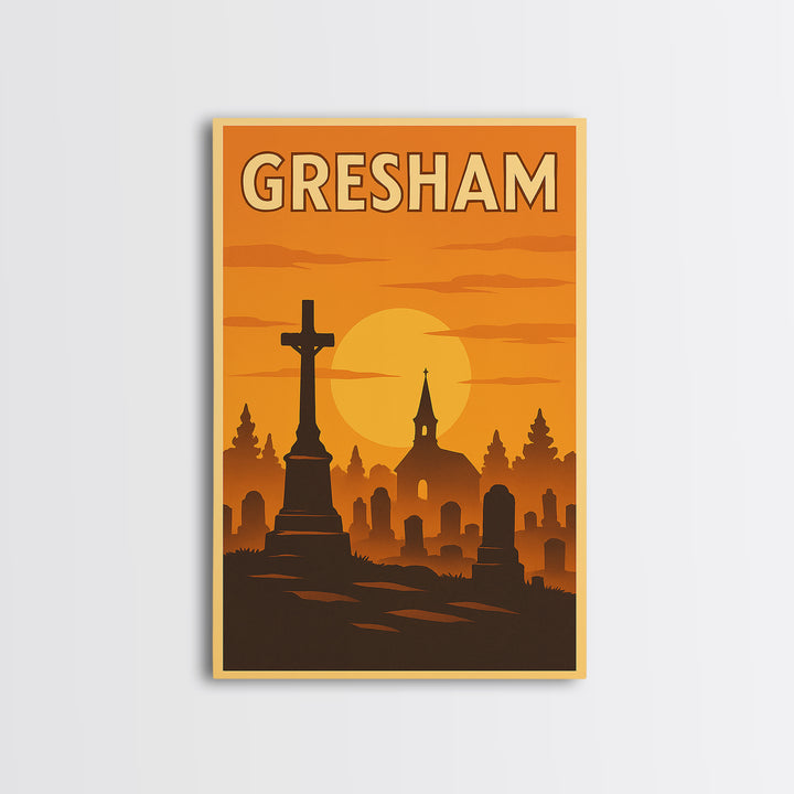 Gresham Oregon Travel Poster, Canvas Print, Golden Travel Poster Art, Gresham Poster Print, Retro Travel Print, Wall Decor, Poster Print