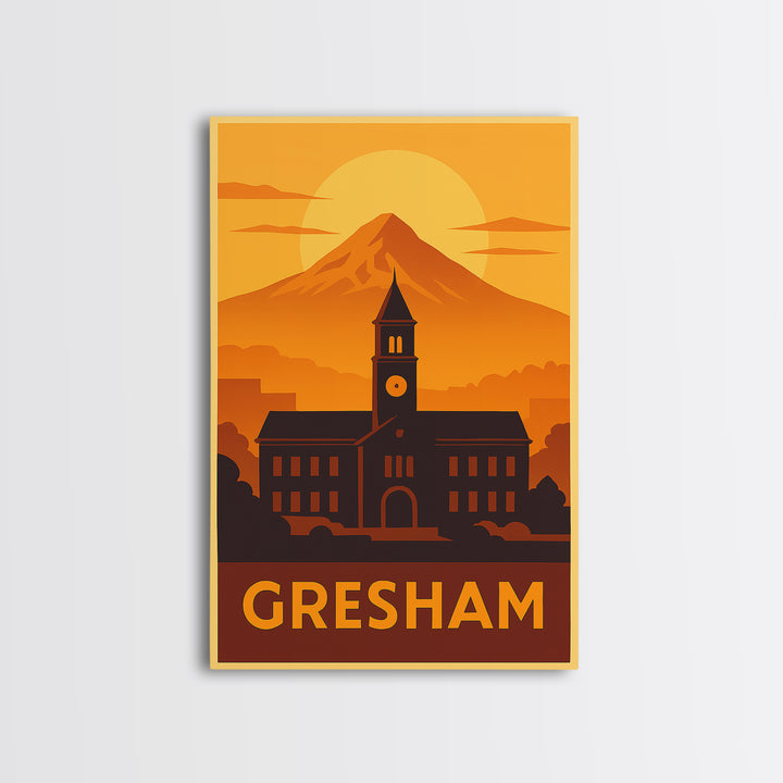 Gresham Travel Poster, Canvas Print, Vintage Deco Wall Art, Gresham Poster Print, City Travel Prints, Vintage City Poster, Travel Wall Art