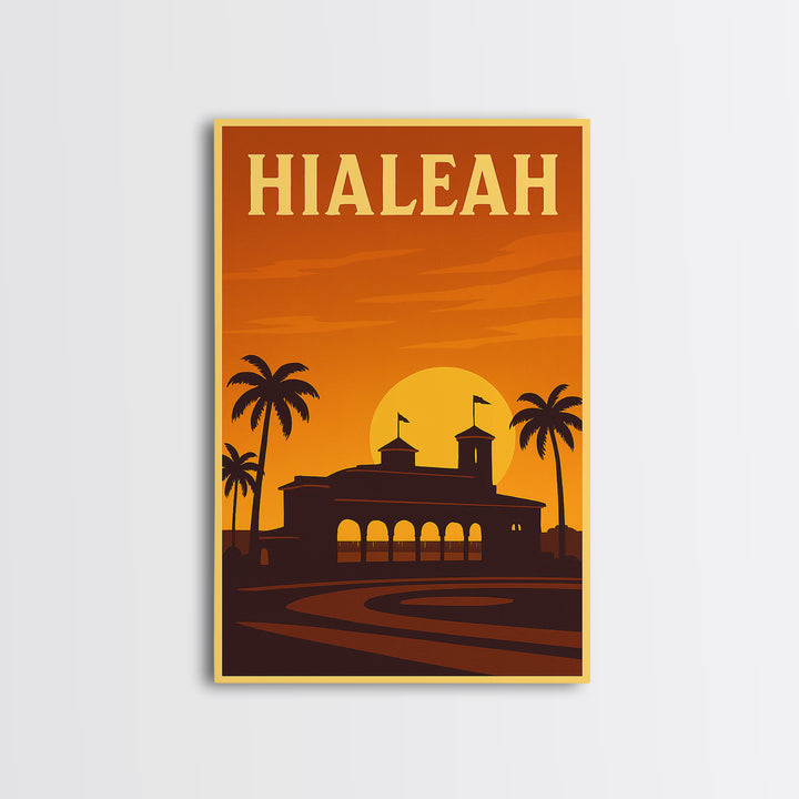 Hialeah Florida Travel Poster, Framed Canvas Print, Gold Art Deco Poster Art, Hialeah Travel Art, Retro Travel Print, Travel Poster Art