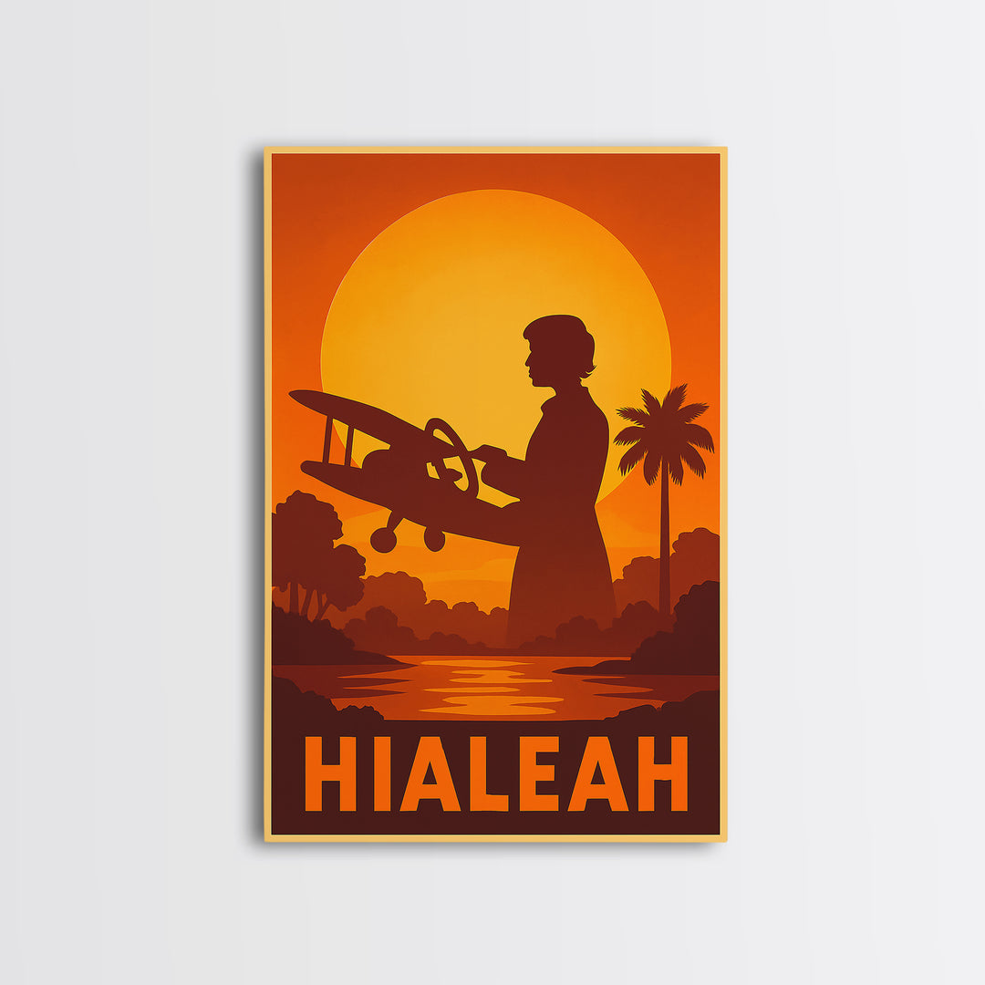 Hialeah Travel Poster, Canvas Print, Golden Travel Poster Art, Hialeah Poster Print, Vintage City Art, Vintage City Poster, Retro Poster