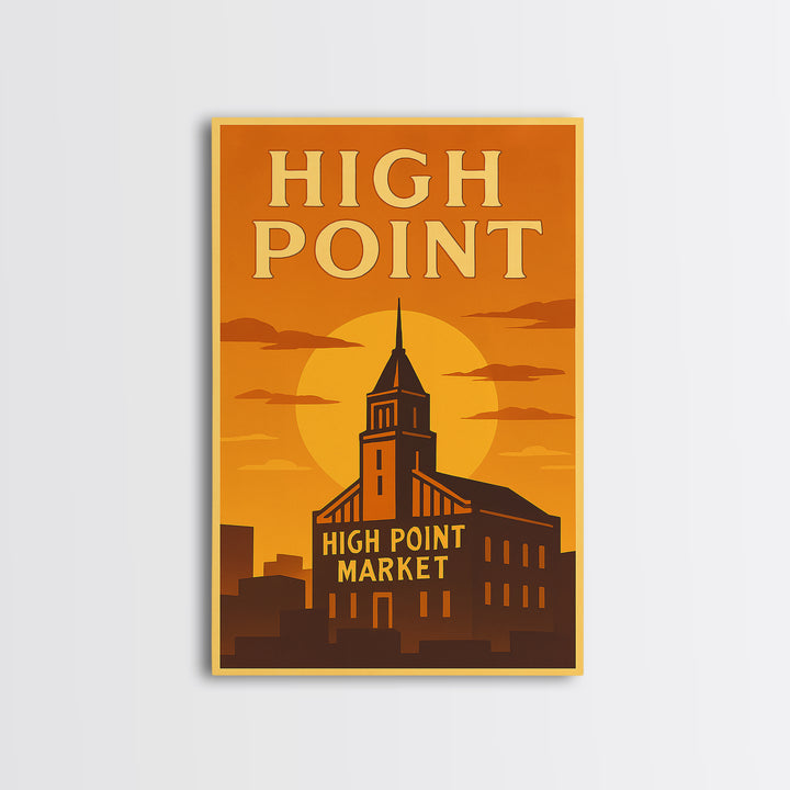 High Point North Carolina Travel Poster, Canvas Print, Gold Art Deco Poster Art, High Point City Art, Wall Decor, Mid Century Wall Art