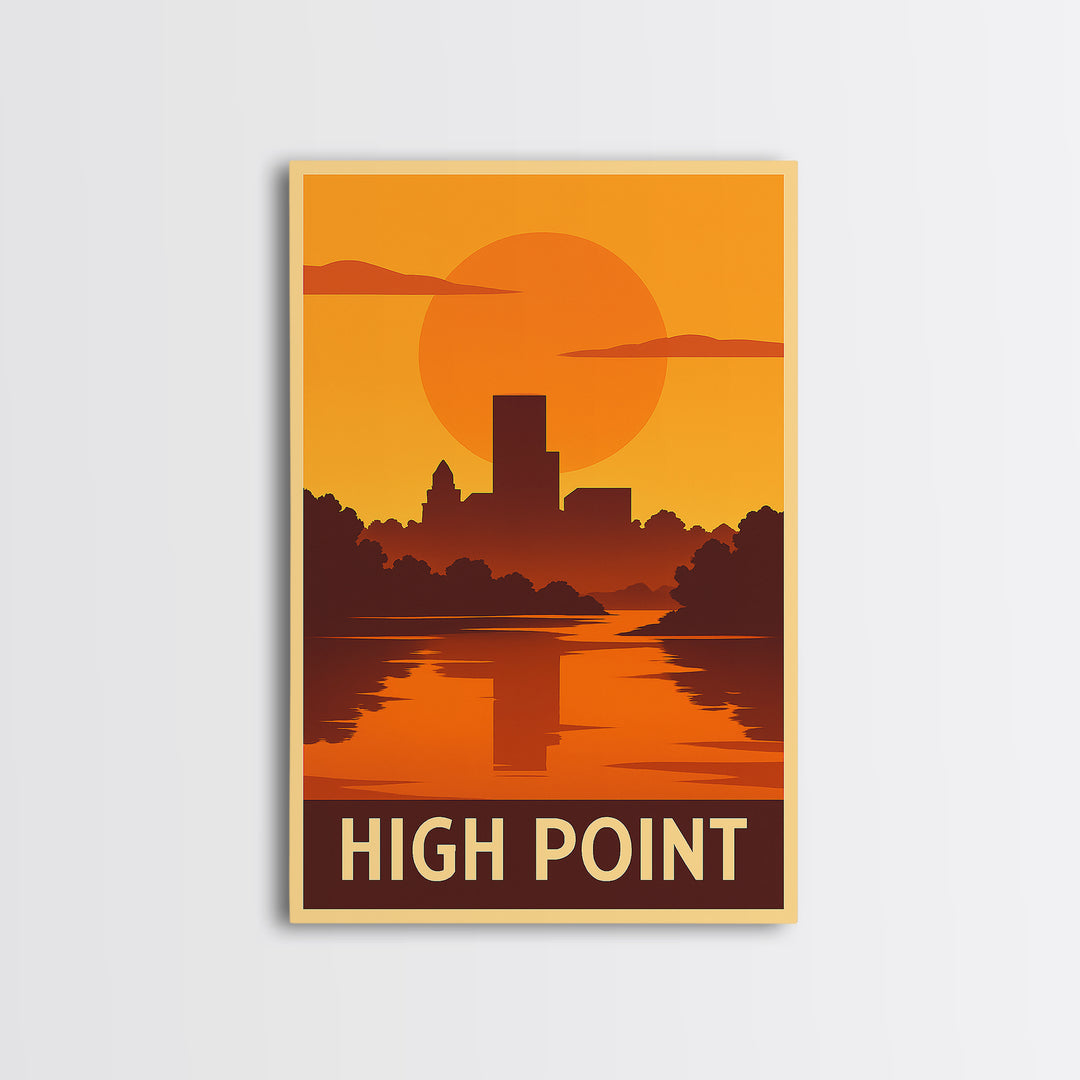 High Point Travel Poster, Canvas Print, Gold Art Deco Poster Art, High Point Wall Art, Mid Century Wall Art, Travel Poster Set