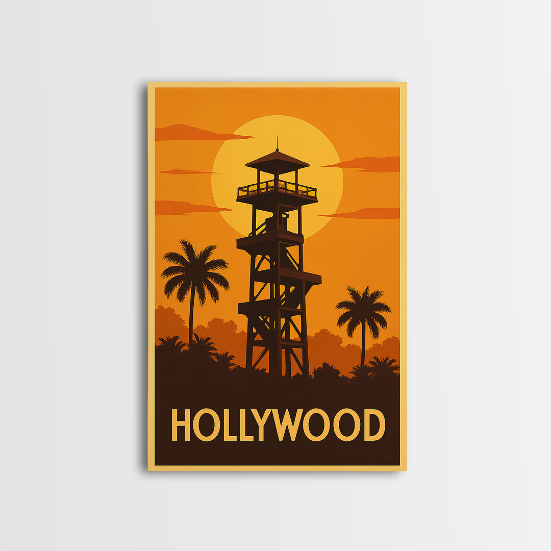 Hollywood Travel Poster, Canvas Print, Vintage Deco Wall Art, Hollywood Poster Print, Fine Art Print, Vintage City Poster, Travel Wall Art
