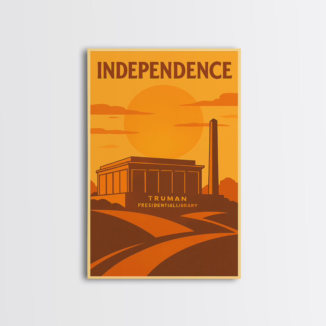 Independence Missouri Travel Poster, Canvas Print, Vintage Deco Wall Art, Independence Travel Art, Retro Travel Print, City Illustration