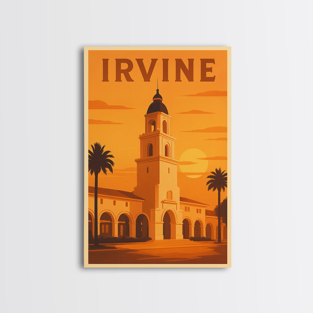 Irvine California Travel Poster, Canvas Print, Golden Poster Art, Irvine Art Print, Vintage City Art, City Art Print, Travel Art Print
