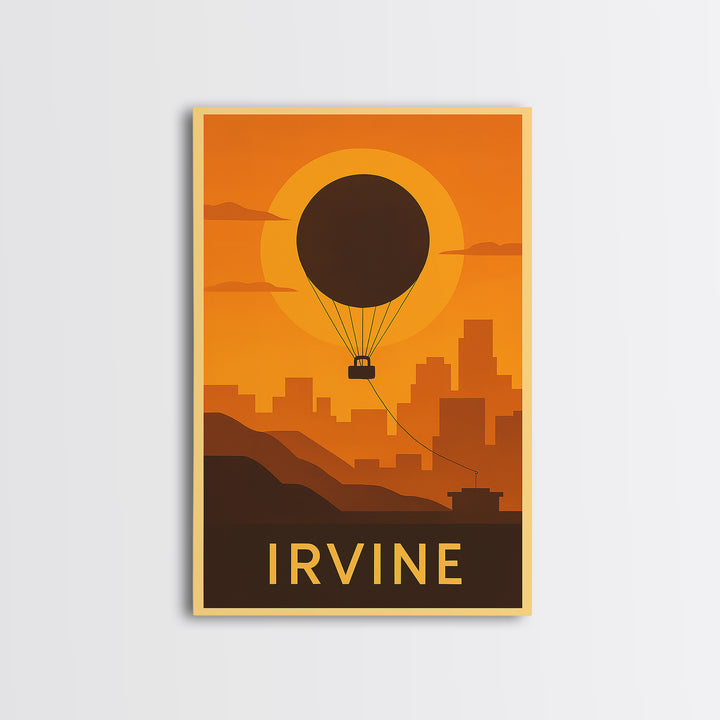 Irvine Travel Poster, Canvas Print, Golden Travel Poster Art, Irvine Poster Print, Watercolor Cityscape, Mid Century Wall Art, Design 2