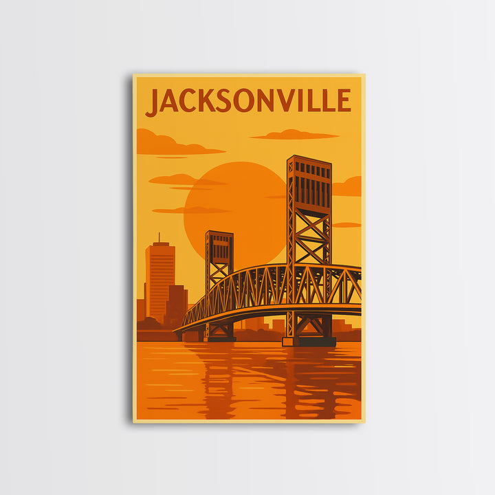 Jacksonville Florida Travel Poster, Canvas Print, Vintage Deco Wall Art, Jacksonville Art Print, Travel Poster Art, Living Room Wall Art