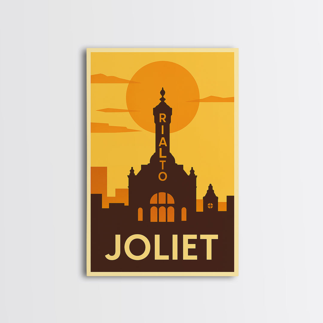 Joliet Travel Poster, Canvas Print, Vintage Deco Wall Art, Joliet Wall Art, Vintage City Poster, Travel Poster Art, Travel Poster Set