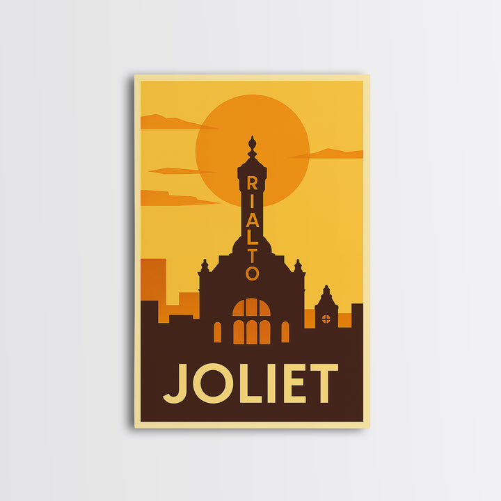 Joliet Travel Poster, Canvas Print, Vintage Deco Wall Art, Joliet Wall Art, Vintage City Poster, Travel Poster Art, Travel Poster Set