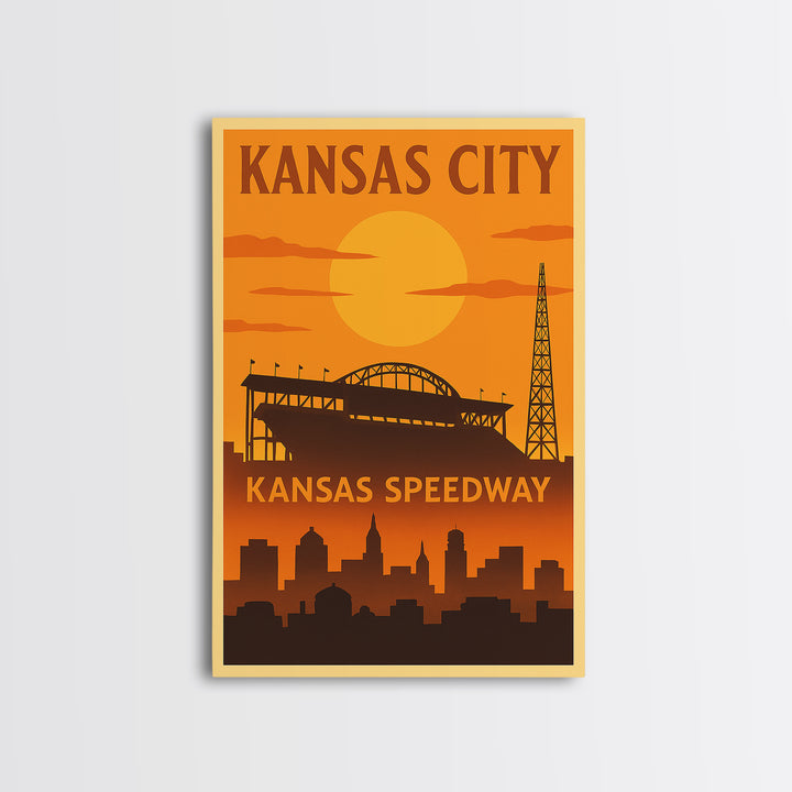Kansas City Travel Poster, Framed Canvas Print, Vintage Deco Wall Art, Kansas City City Art, Living Room Wall Art, Mid Century Wall Art