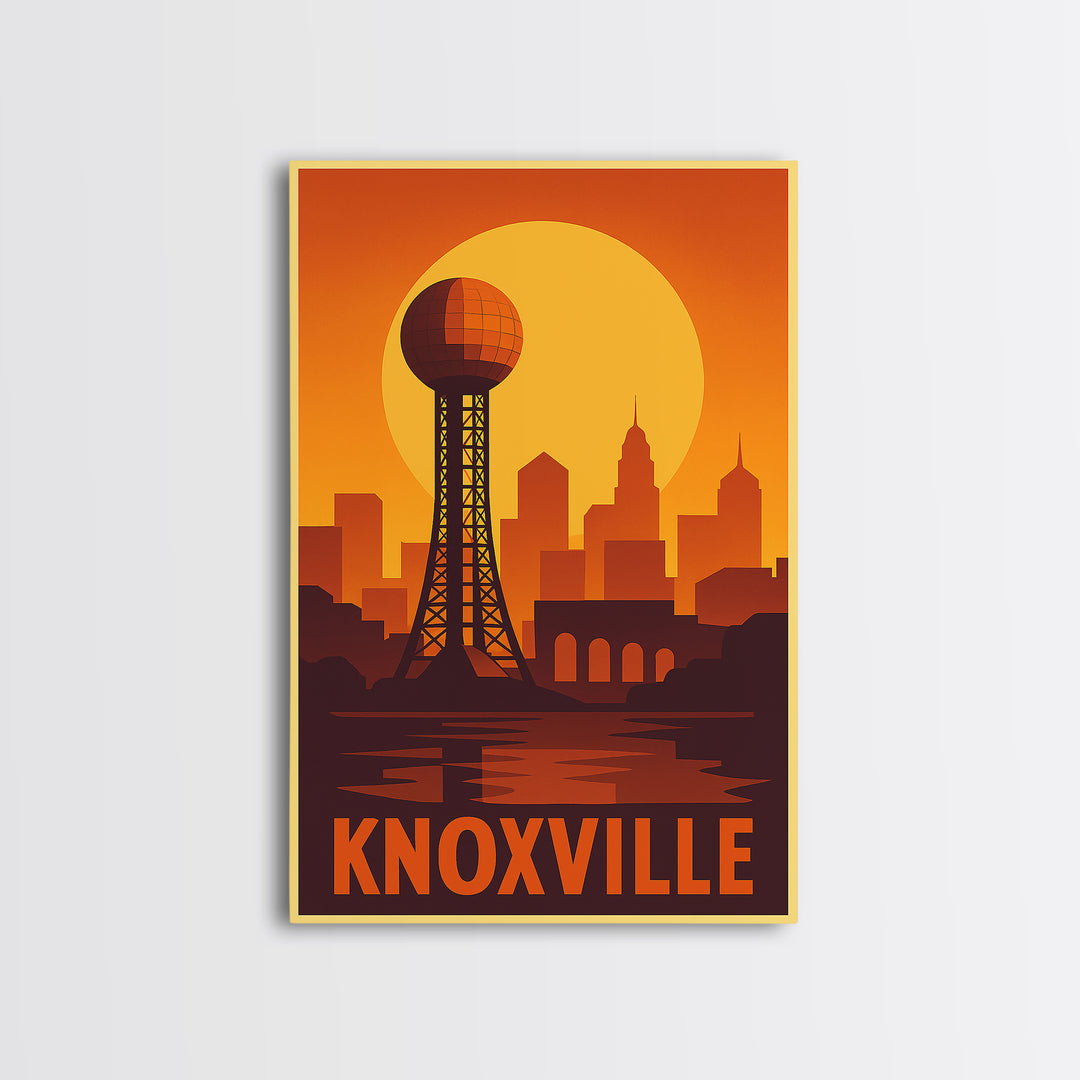 Knoxville Travel Poster, Canvas Print, Gold Art Deco Poster Art, Knoxville Art Print, Living Room Wall Art, Travel Wall Decor, Design 2