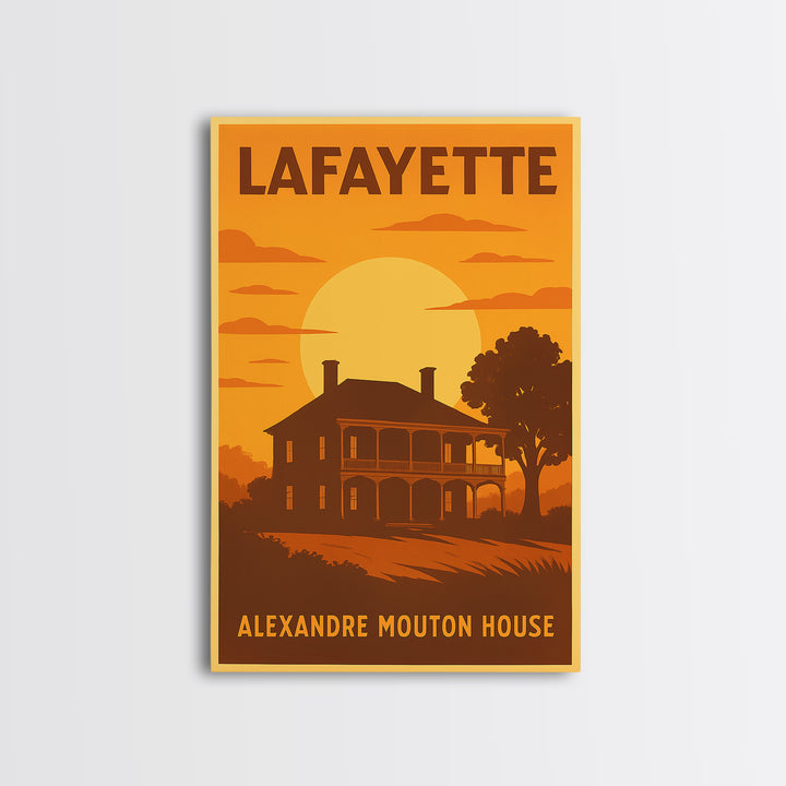 Lafayette Louisiana Travel Poster, Canvas Print, Golden Travel Poster Art, Lafayette Poster Print, Vintage City Art, Vintage City Poster