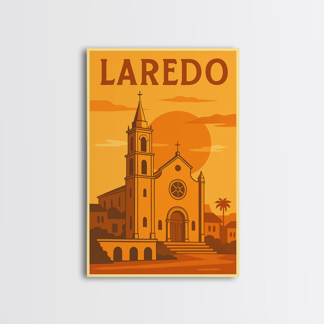 Laredo Texas Travel Poster, Canvas Print, Golden Travel Poster Art, Laredo Poster Print, Vintage Travel Art, Fine Art Print, Art Print