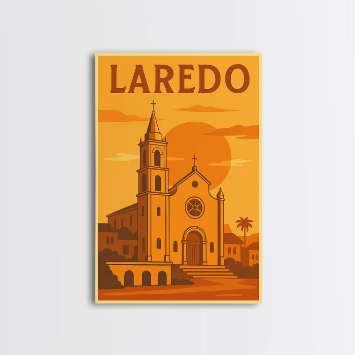 Laredo Texas Travel Poster, Canvas Print, Golden Travel Poster Art, Laredo Poster Print, Vintage Travel Art, Fine Art Print, Art Print