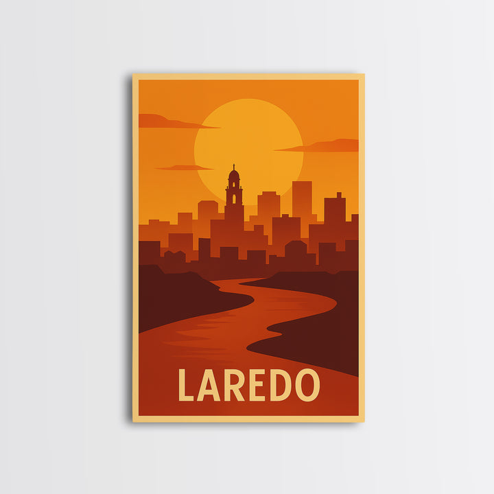 Laredo Travel Poster, Canvas Print, Golden Travel Poster Art, Laredo Travel Art, Retro Travel Print, Gift For Travelers, Fine Art Print