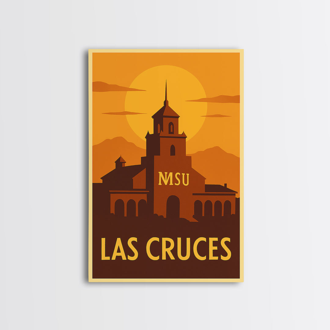 Las Cruces Travel Poster, Canvas Print, Warm Sunset Silhouette Art, Las Cruces Travel Art, Travel Poster Set, Retro Travel Print