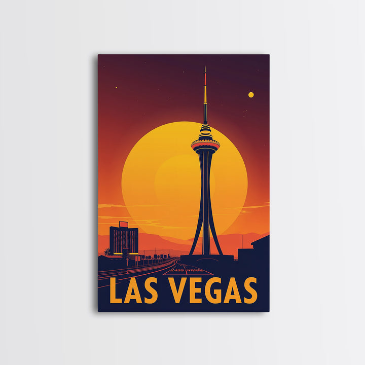 Las Vegas Nevada Travel Poster, Canvas Print, Warm Sunset Silhouette Art, Las Vegas Poster Print, City Travel Prints, Travel Art Print