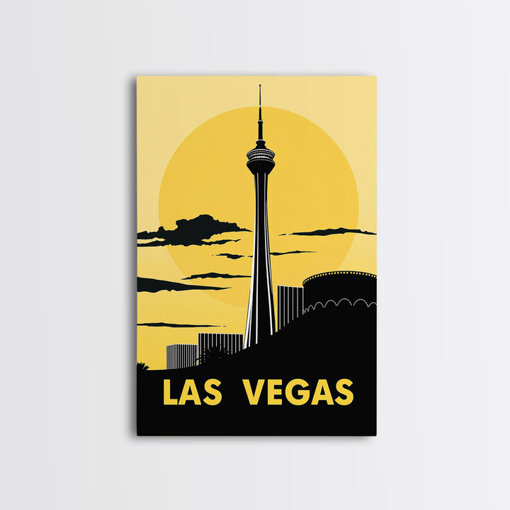 Las Vegas Travel Poster, Canvas Print, Golden Travel Poster Art, Las Vegas Wall Art, Fine Art Print, Living Room Wall Art, Home Decor