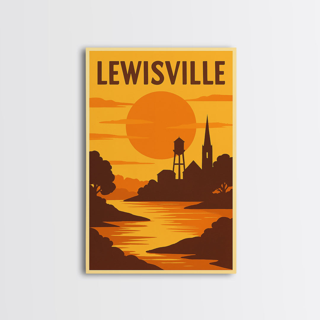 Lewisville Texas Travel Poster, Canvas Print, Vintage Deco Wall Art, Lewisville Wall Art, Travel Poster Set, Travel Prints, Travel Wall Art
