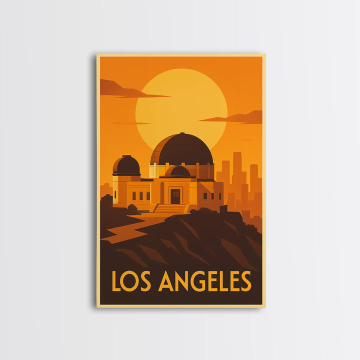 Los Angeles Travel Poster, Framed Canvas Print, Golden Travel Poster Art, Los Angeles City Art, Retro Travel Print, Vintage Travel Art