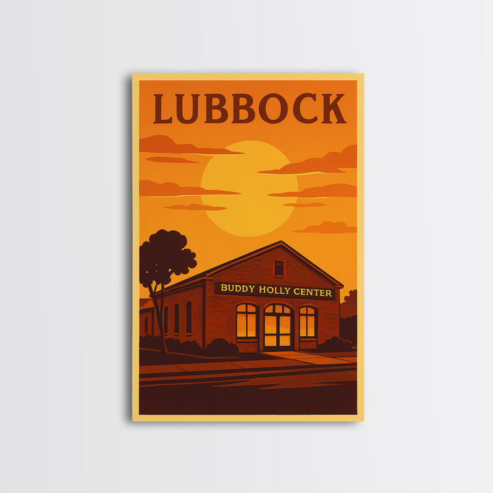 Lubbock Texas Travel Poster, Canvas Print, Vintage Deco Wall Art, Lubbock Art Print, Vintage Travel Art, City Art Print, City Illustration