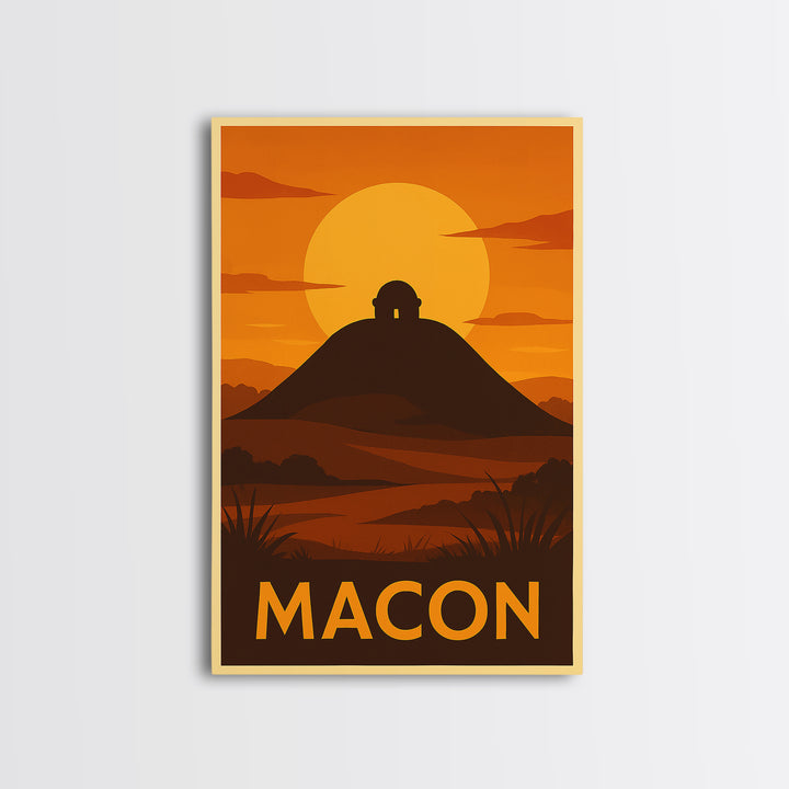 Macon Travel Poster, Canvas Print, Golden Travel Poster Art, Macon Wall Art, Modern Wall Decor, Fine Art Print, Travel Art Print