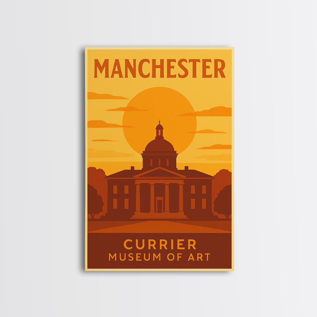 Manchester New Hampshire Travel Poster, Canvas Print, Gold Art Deco Poster Art, Manchester City Art, Vintage Travel Print, Wall Art