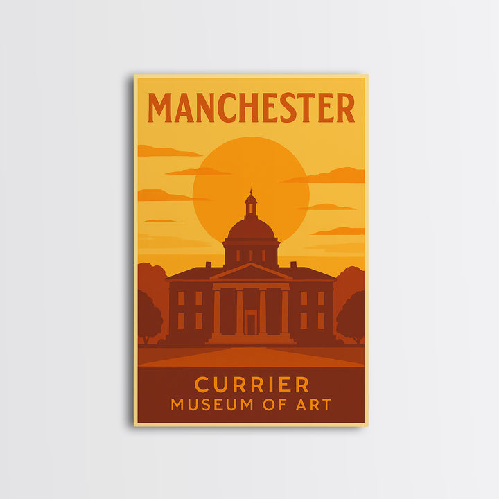 Manchester New Hampshire Travel Poster, Canvas Print, Gold Art Deco Poster Art, Manchester City Art, Vintage Travel Print, Wall Art