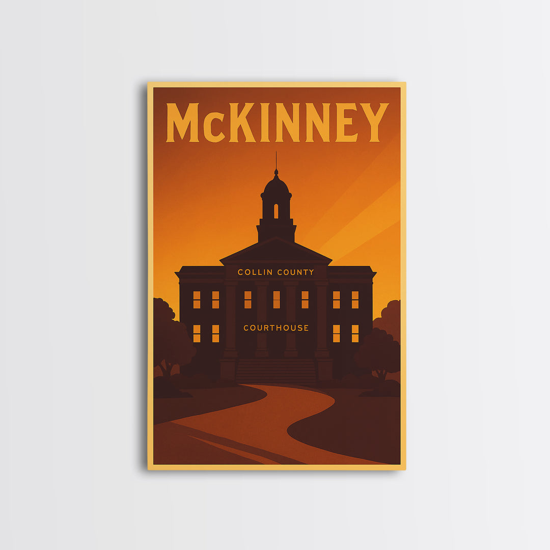 Mckinney Texas Travel Poster, Canvas Print, Vintage Deco Wall Art, Mckinney Art Print, Travel Art Print, Vintage City Poster, Wall Art