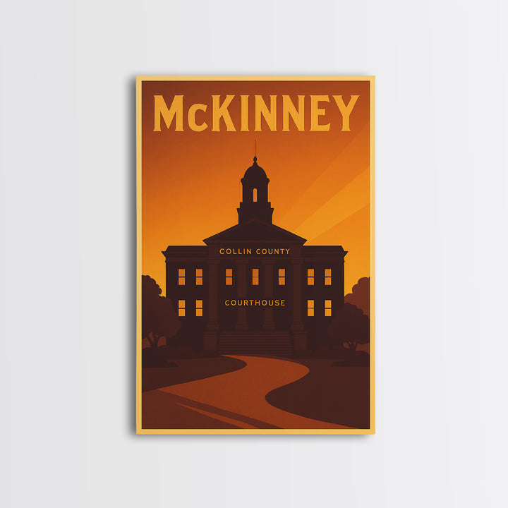 Mckinney Texas Travel Poster, Canvas Print, Vintage Deco Wall Art, Mckinney Art Print, Travel Art Print, Vintage City Poster, Wall Art