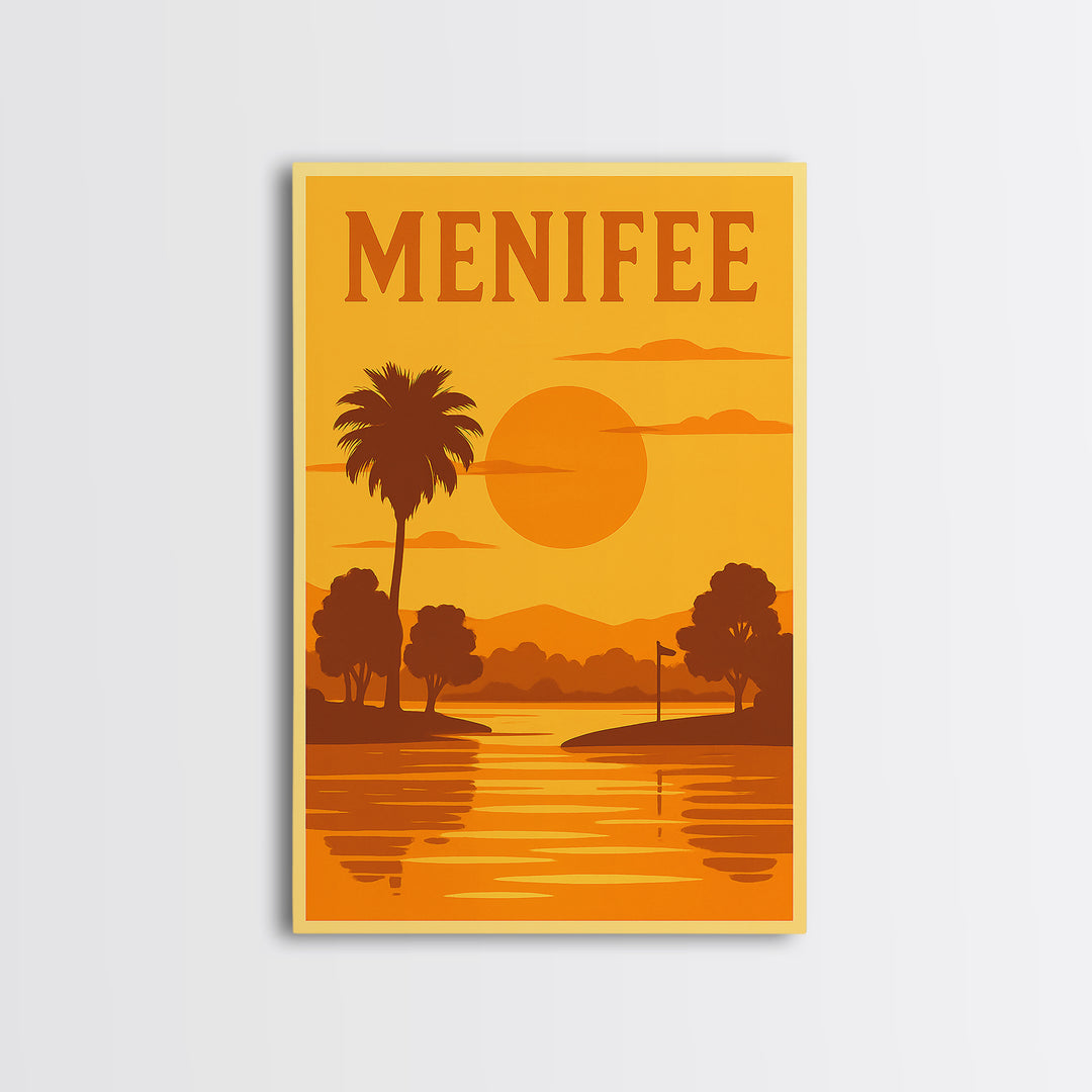 Menifee California Travel Poster, Canvas Print, Gold Art Deco Poster Art, Menifee Travel Art, Fine Art Print, Wanderlust Decor, Poster Art