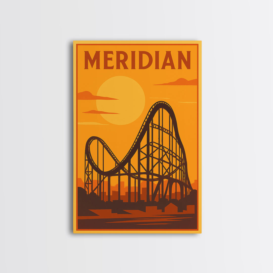Meridian Idaho Travel Poster, Canvas Print, Gold Art Deco Poster Art, Meridian City Art, City Art Print, Fine Art Print, Vintage City Art
