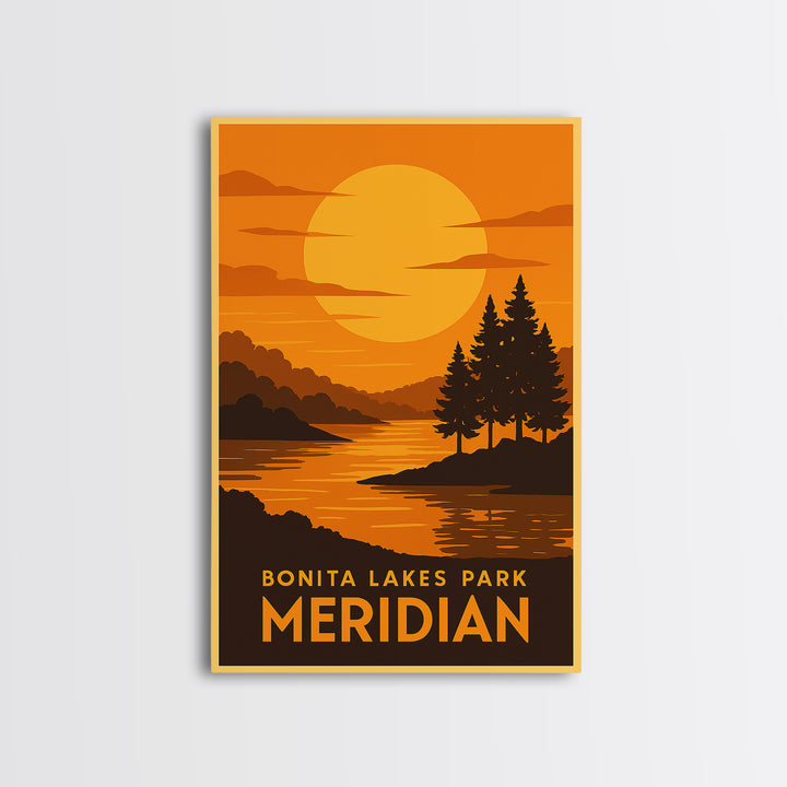 Meridian Travel Poster, Canvas Print, Gold Art Deco Poster Art, Meridian Travel Art, City Art Print, Vintage Travel Art, Vintage City Poster