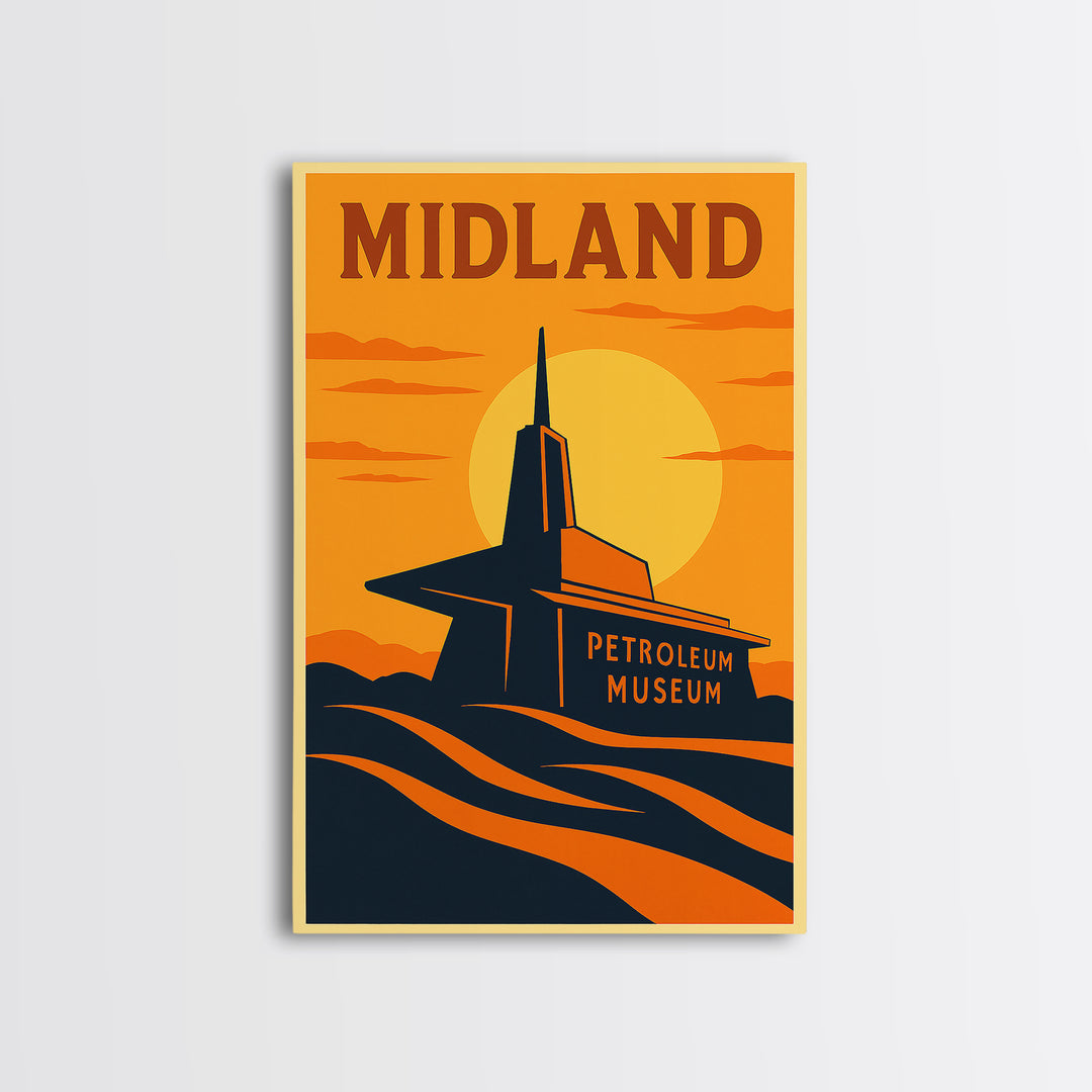 Midland Texas Travel Poster, Canvas Print, Vintage Deco Wall Art, Midland Poster Print, Vintage City Poster, Travel Prints, Vintage City Art
