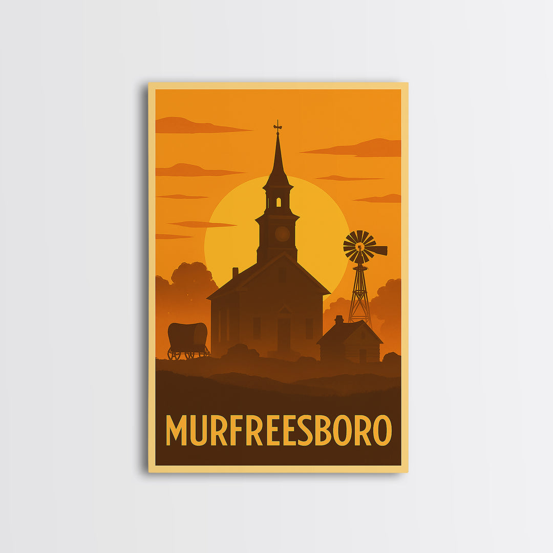 Murfreesboro Travel Poster, Canvas Print, Golden Travel Poster Art, Murfreesboro City Art, Vintage Travel Print, Living Room Wall Art