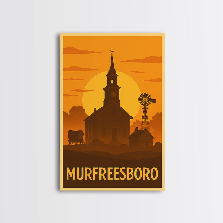 Murfreesboro Travel Poster, Canvas Print, Golden Travel Poster Art, Murfreesboro City Art, Vintage Travel Print, Living Room Wall Art
