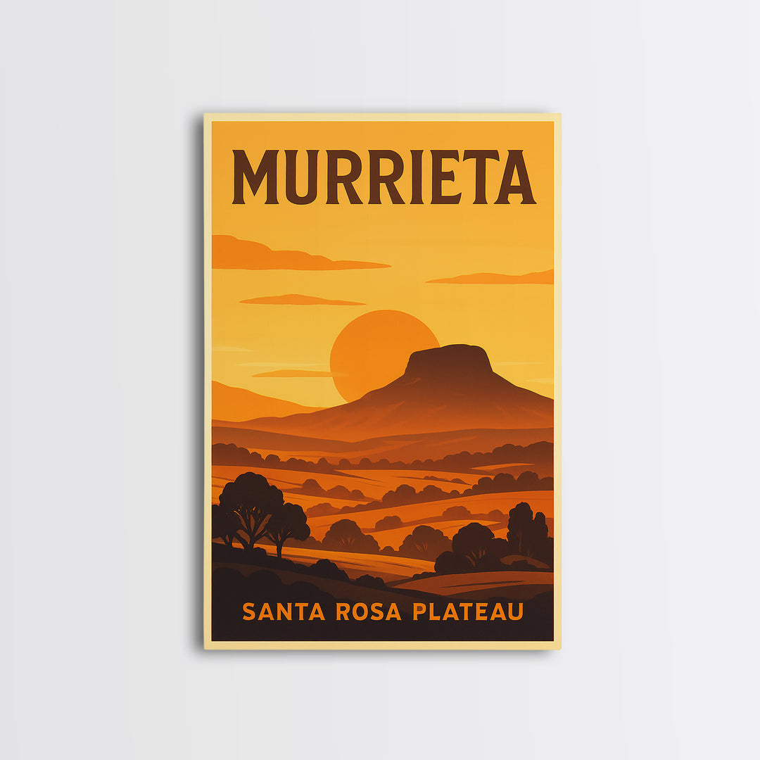 Murrieta California Travel Poster, Framed Canvas Print, Gold Art Deco Poster Art, Murrieta Travel Art, Wanderlust Decor, Eclectic Wall Decor