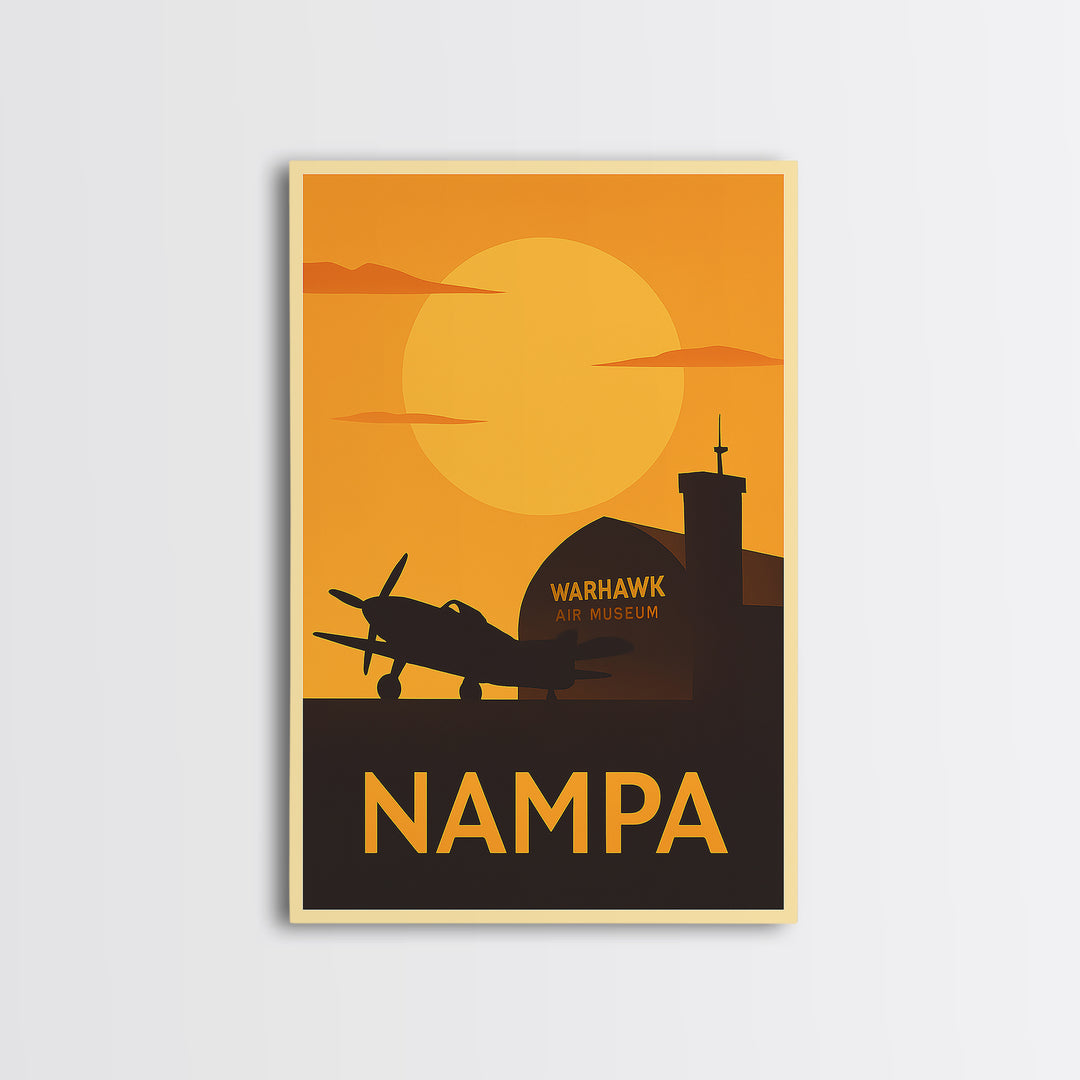 Nampa Travel Poster, Canvas Print, Gold Art Deco Poster Art, Nampa Travel Art, Wanderlust Decor, Travel Wall Art, Watercolor Skyline
