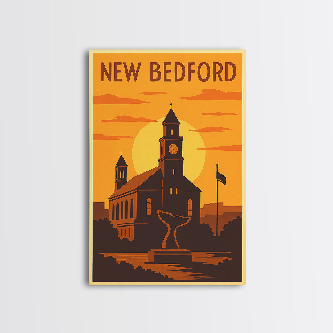 New Bedford Massachusetts Travel Poster, Canvas Print, Gold Art Deco Poster Art, New Bedford City Art, Travel Poster Set, City Poster