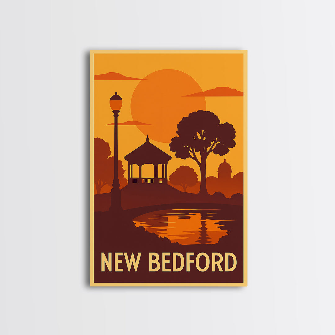New Bedford Travel Poster, Canvas Print, Vintage Deco Wall Art, New Bedford Art Print, Mid Century Wall Art, Retro Travel Print